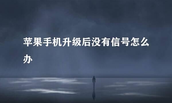 苹果手机升级后没有信号怎么办