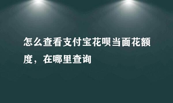 怎么查看支付宝花呗当面花额度，在哪里查询