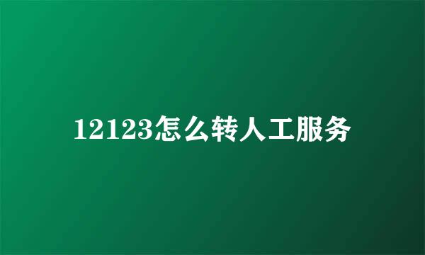 12123怎么转人工服务