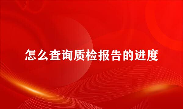 怎么查询质检报告的进度