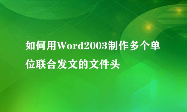 如何用Word2003制作多个单位联合发文的文件头