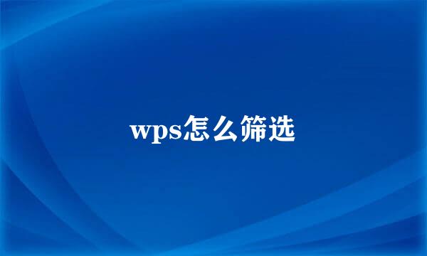 wps怎么筛选
