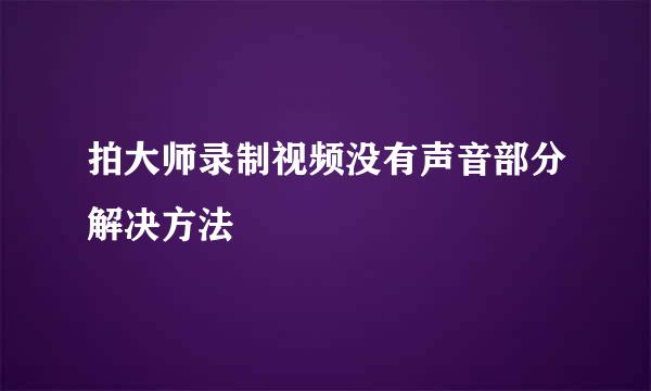 拍大师录制视频没有声音部分解决方法