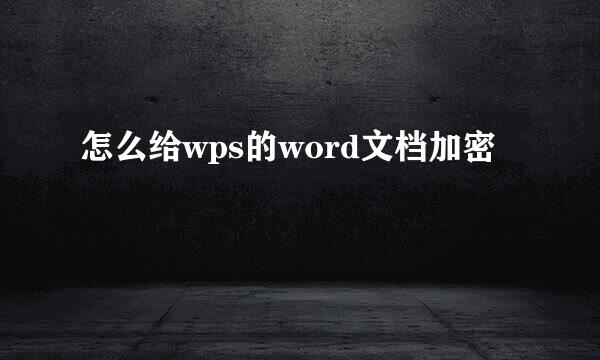 怎么给wps的word文档加密