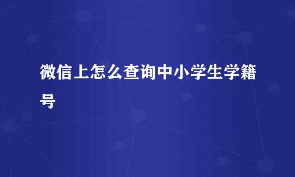 微信上怎么查询中小学生学籍号