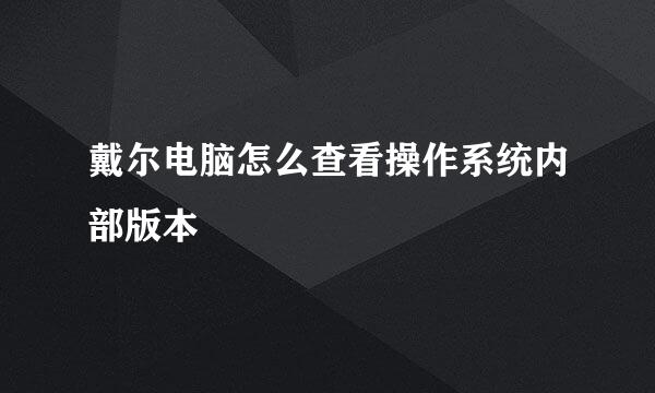 戴尔电脑怎么查看操作系统内部版本