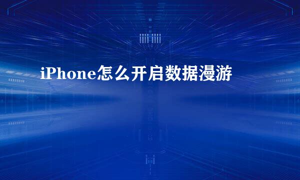 iPhone怎么开启数据漫游