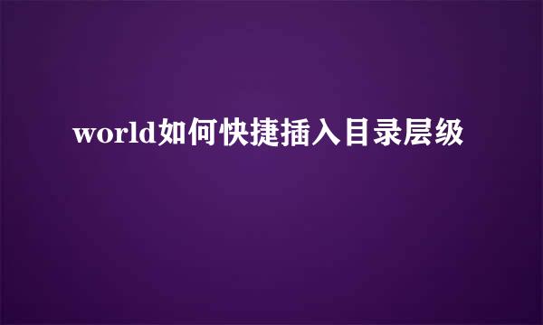 world如何快捷插入目录层级