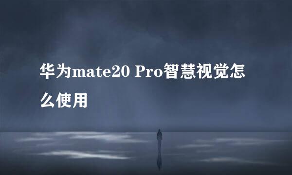华为mate20 Pro智慧视觉怎么使用