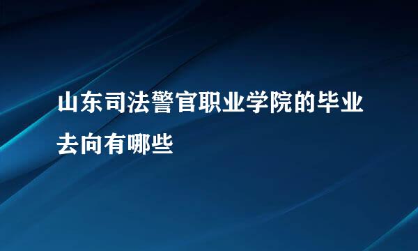 山东司法警官职业学院的毕业去向有哪些