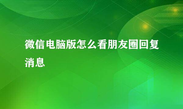 微信电脑版怎么看朋友圈回复消息