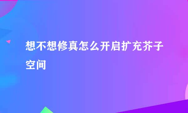 想不想修真怎么开启扩充芥子空间