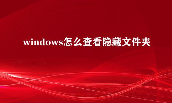 windows怎么查看隐藏文件夹