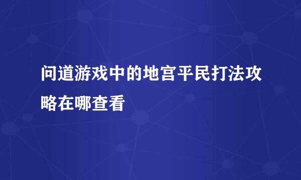 问道游戏中的地宫平民打法攻略在哪查看