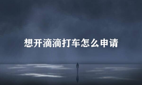 想开滴滴打车怎么申请