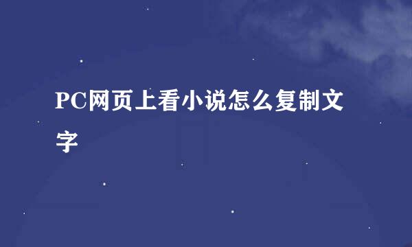 PC网页上看小说怎么复制文字