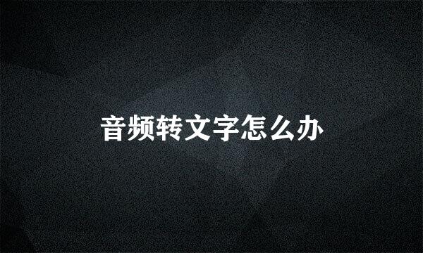音频转文字怎么办