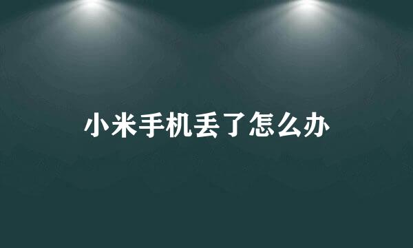 小米手机丢了怎么办