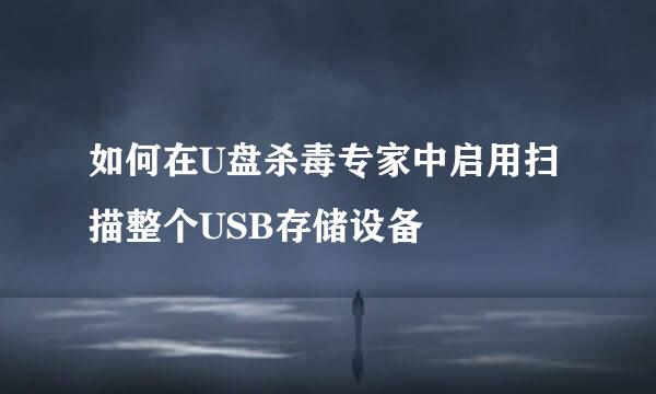如何在U盘杀毒专家中启用扫描整个USB存储设备