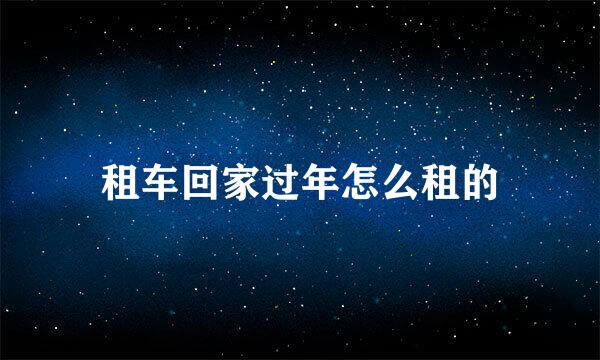 租车回家过年怎么租的