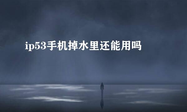 ip53手机掉水里还能用吗