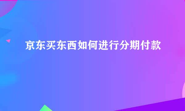 京东买东西如何进行分期付款