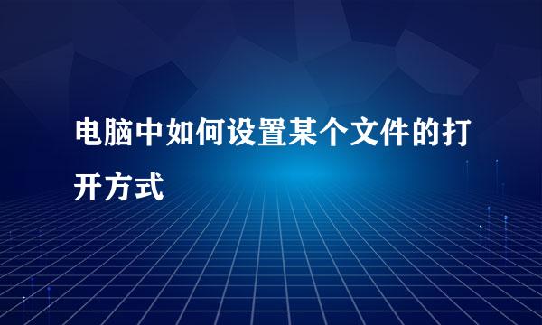 电脑中如何设置某个文件的打开方式