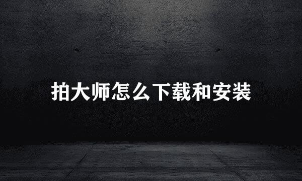 拍大师怎么下载和安装
