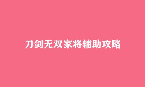刀剑无双家将辅助攻略