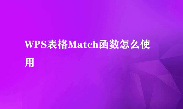 WPS表格Match函数怎么使用