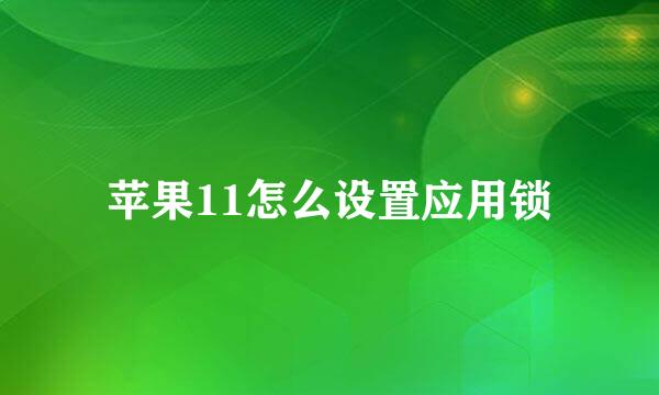 苹果11怎么设置应用锁