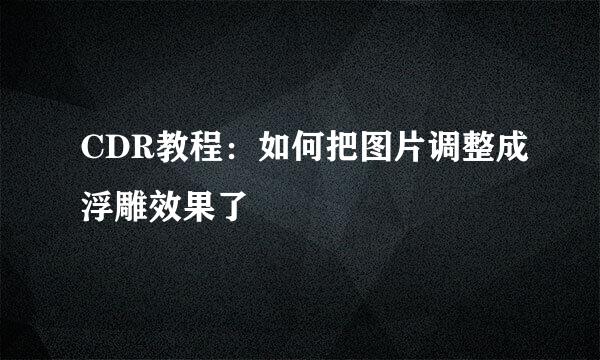 CDR教程：如何把图片调整成浮雕效果了