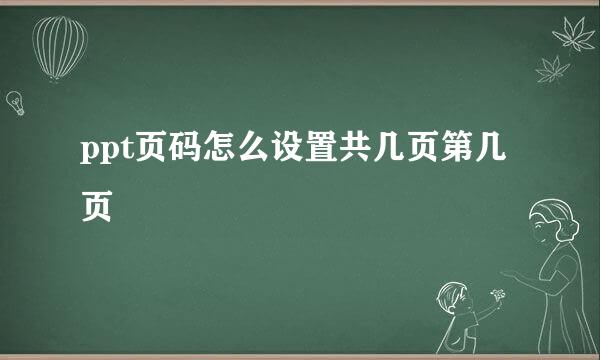 ppt页码怎么设置共几页第几页