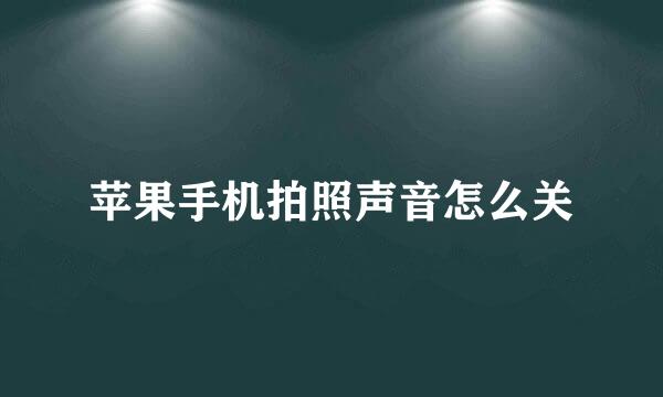 苹果手机拍照声音怎么关