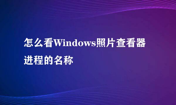 怎么看Windows照片查看器进程的名称