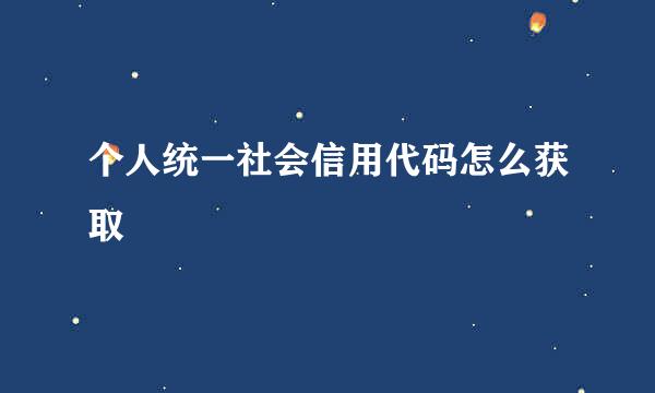 个人统一社会信用代码怎么获取