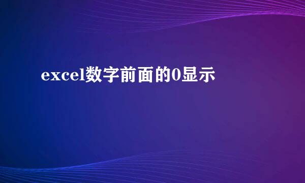 excel数字前面的0显示