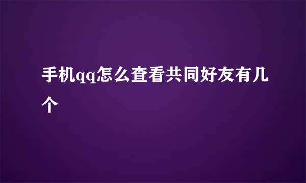 手机qq怎么查看共同好友有几个