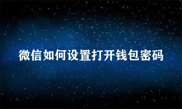 微信如何设置打开钱包密码