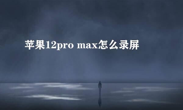 苹果12pro max怎么录屏