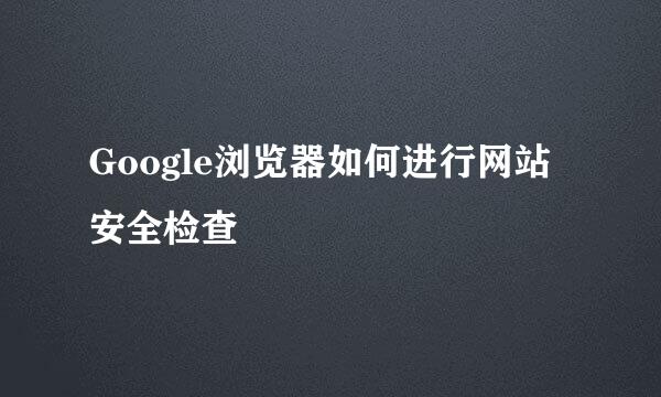 Google浏览器如何进行网站安全检查