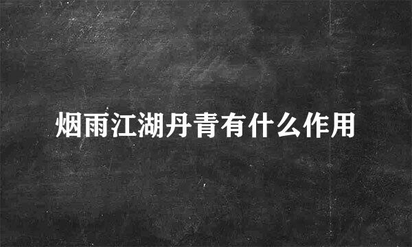 烟雨江湖丹青有什么作用