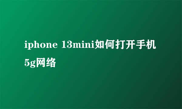 iphone 13mini如何打开手机5g网络