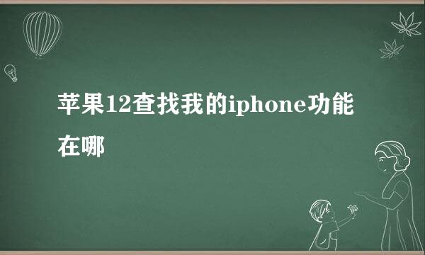 苹果12查找我的iphone功能在哪