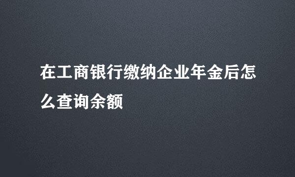 在工商银行缴纳企业年金后怎么查询余额