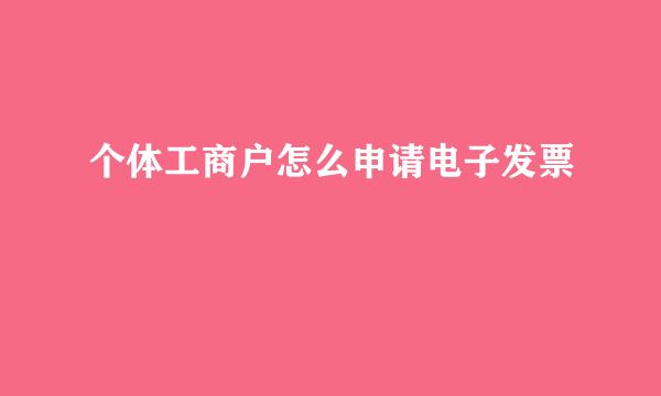 个体工商户怎么申请电子发票