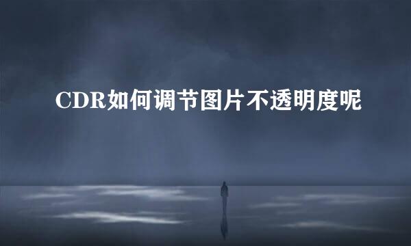 CDR如何调节图片不透明度呢