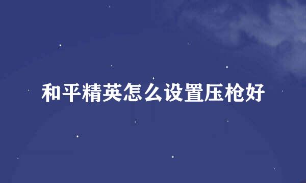 和平精英怎么设置压枪好