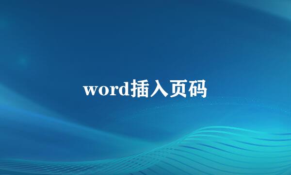 word插入页码