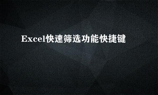 Excel快速筛选功能快捷键